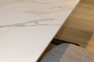 <span class=keywords><strong>Tavolo</strong></span> da Pranzo Rettangolare Allungabile Moderno di Lusso con <span class=keywords><strong>Gambe</strong></span> in Metallo e Piano in Ceramica e <span class=keywords><strong>Vetro</strong></span> Temperato <span class=keywords><strong>per</strong></span> Arredamento Casa 4 - Product Image 3