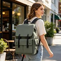 Sac à dos d'étudiant en gros avec rabat et cordon de serrage, imperméable, léger, noir, pour l'école et les voyages