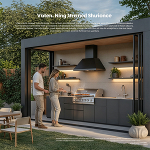 Aluminum Durable Waterproof Kitchen Cabinets Outdoor Kitchen Island BBQ <strong>Grill</strong> for >5 People Patio Kitchen <strong>Portable</strong> <strong>Grill</strong> Station - Product Image 2