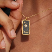 18k Charmes Cartes De Tarot Colliers Pour Femmes Zircon Soleil Étoile Lune Carré Collier Hiphop Punk Chaîne Ras Du Cou Bijoux Vintage