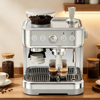 Anbolife - Cafetera Espresso con Bomba ULKA de 15 Bares, Control de Temperatura PID, Portafiltro de 58 mm, Molinillo Integrado de 250 g, OEM ODM