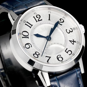 Nuevo Reloj de Lujo para Mujer, en Oferta, con Correa de Cuero Azul, Esfera con Incrustaciones de Moissanita, Automático, con Reserva de Energía Día/Noche y Cristal de Zafiro - Product Image 2