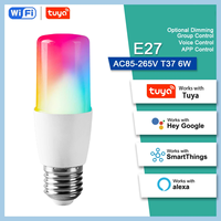 Tuya Smart RGB LED Ampoule T37 6W Dimmable Light WiFi Voice Control Smart Lamp Compatible avec Alexa et Google Home AC85V-265V