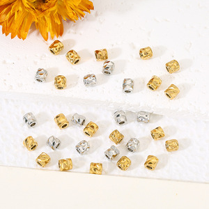 Stainless Steel Faceted Cylindrical Beads Square Shape Plated Loose <b>Spacer</b> For Bracelet Making Jewelry Accessories - Product Image 1