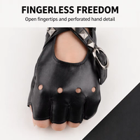 Gants demi-doigt pour femmes et filles, en Faux cuir, avec Rivets Punk, gants sans doigts, Costume de Performance