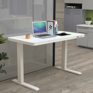 Văn phòng hiện đại Giải pháp nhà cung cấp có thể điều chỉnh chiều cao bàn thường vụ bàn kính trắng máy tính thông minh ngồi Bảng nâng - Product Image 6