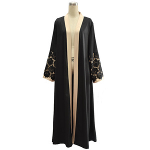 Yibaoli Manufacturer Well Made Loose Fit Lace Decoration With Belt <strong>Long</strong> <strong>Black</strong> <strong>Kimono</strong> Abaya Robe <strong>Kimono</strong> - Product Image 4