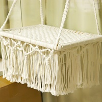 Hamac mural pour chat en macramé tressé à la main, style bohème de luxe moderne, avec pompons, en corde de coton, pour balcon intérieur, OEM disponible