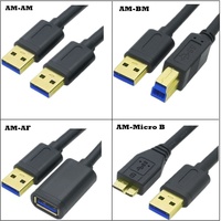 Kabel Data USB3.0 dengan Konektor Berlapis Emas untuk Transmisi Data Jalur AM-BM/AM-MICRO B/AM-AM/AM-AF