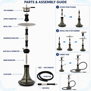Set de Hookah Moderno con Base de Vidrio, Pipa de Shisha de Acero Inoxidable, Kit Completo para Salón, Bar, Uso Doméstico, OEM Personalizado - Product Image 4