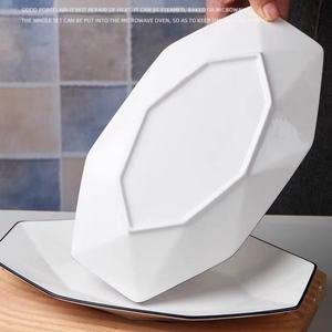 Vaisselle en céramique européenne minimaliste personnalisée de 12 pouces assiette de poisson diamant de lys blanc pur grande assiette à <span class=keywords><strong>sushi</strong></span> motif végétal - Product Image 3