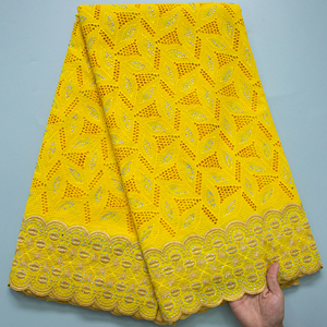 Nouveau Tissu en Dentelle Brodé 5 Yards Voile <span class=keywords><strong>Suisse</strong></span> Coton 2024 Haute Qualité Robe Africaine Élégante pour Femme 3849 - Product Image 1
