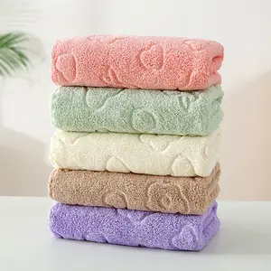 Serviette de lavage de cheveux pour adultes, serviette en velours de corail, 75x35, visage, tissu doux et absorbant