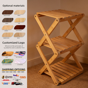 Étagère pliable en bambou naturel à 3 niveaux, économiseur <span class=keywords><strong>d</strong></span>'espace, étagère à chaussures portable, étagère de rangement pour entrée, chambre à coucher - Product Image 1
