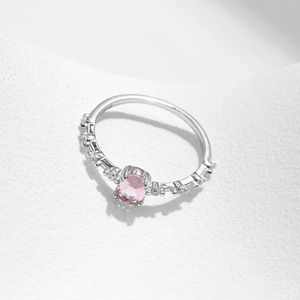 Women's <b>925</b> <b>Silver</b> Morganite <b>Ring</b> Round Brilliant Cut Diamond Prong Setting Romantic Engagement Gemstone <b>Ring</b> - Product Image 4