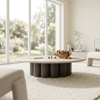 Table basse moderne du milieu du siècle, base irrégulière, plateau rond en marbre, table centrale