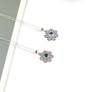 Amuleto de joyería de plata de ley 925 personalizado para mujer, collar con colgante de moneda de ojo de diablo malvado azul CZ - Product Image 5