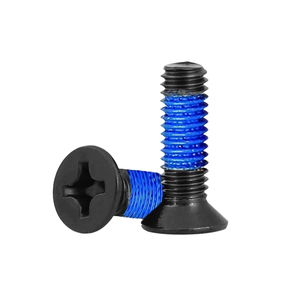 Tornillo Métrico de Acero al Carbono con Cabeza Plana y Fondo Cónico, Antiaflojamiento, Recubierto con Pegamento Azul, Tamaños M2-M8 - Product Image 1