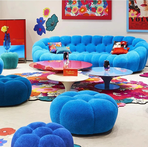 كرسي أريكة فقاعي مضغوط ومنجد، أريكة منحنية مضغوطة بدون تجميع، كرسي بذراعين قابل للضغط لغرفة المعيشة - Product Image 6