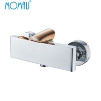 Momali sanitaire lourd plat carré Long bouton or Rose laiton salle de bain montage mural mitigeurs de bain robinet d'eau robinet de douche de luxe ue