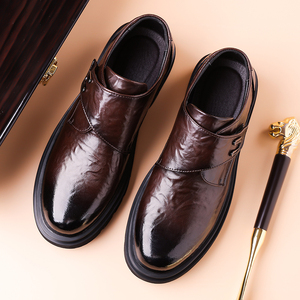 Uniforme pour homme, chaussures habillées, chaussures moine, mocassins, mocassins Oxford, bas crochet et boucle, cuir formel, bout rond, décontracté - Product Image 6
