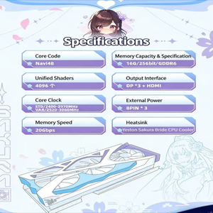 Yeston Sakura Radeon RX 9070 XT 16G GDDR6 OC SA 256bit 4nm Scheda Video per Computer Desktop PC - Product Image 2
