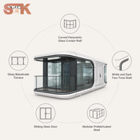 Maison conteneur de luxe à 2 chambres, kits de cabines préfabriquées en acier pour hôtels, maisons de luxe, maison capsule
