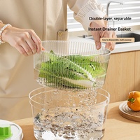 Huishoudelijke multifunctionele PP-materiaal handmatige stofdichte afdruipbak keuken salade groente was- en droogtool