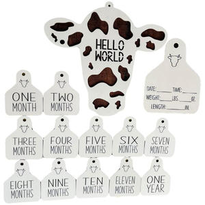 Libro de registro de crecimiento de bebé con forma de vaca, hito de luna llena, regalos conmemorativos de primer cumpleaños, artesanías de madera - Product Image 6