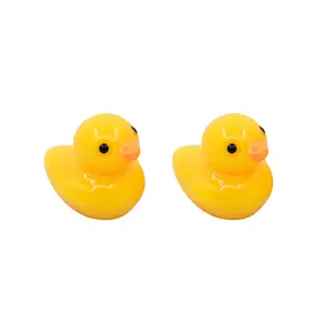 Simulación de resina 3D, abalorios de resina de pato amarillo pequeño para muñeca de relleno de limo, funda de teléfono artesanal Diy, llavero con horquilla, decoración