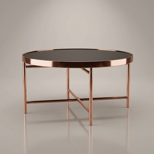 Modern <b>Round</b> <b>Coffee</b> <b>Table</b> with Tempered <b>Glass</b> Top and Metal Frame for Living Room Furniture - Product Image 1