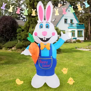 Customized Blow Up Rabbit Event Easter Inflatable Model Easter Bunny And Carrot With LED Lights