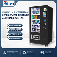 Distributeur automatique réfrigéré HuaYang pour boissons et collations, accepte paiement en espèces, par carte ou via application, construction en acier thermolaqué