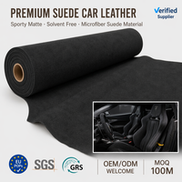 Cuir de voiture tricoté imperméable en suède noir jais de qualité supérieure, texture 1,0 mm, antidérapant, en microfibre PU, style tendance, certifié SGS ISO GRS