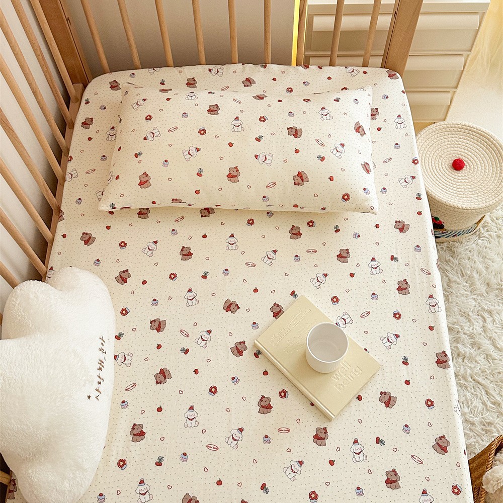 Lenzuolo per lettino in doppio strato di garza - motivo cucciolo