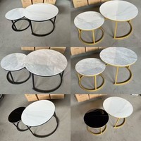 Ensemble Table Basse Nordique Moderne Luxe en Marbre, Convertible et Extensible, Table Ronde pour Salon et Meubles de Maison