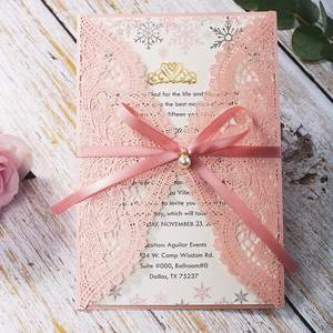 도매 레이저 컷 종이 초대장 de mariage de lux 게이트 폴드 하드 커버 웨딩 카드 초대장 봉투 첫 친교 - Product Image 4