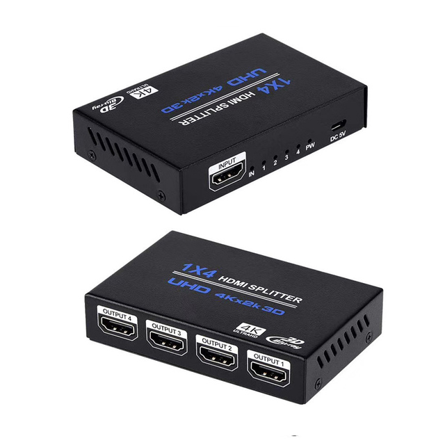 1 in 4 OUT HDMI 1.4 Splitter 1X4 HD 1080P 3D 4X2K UHD Duplicator Amplifier Switch HDMI Splitter 1x4 for PC HDTV BOX PS3 DVD