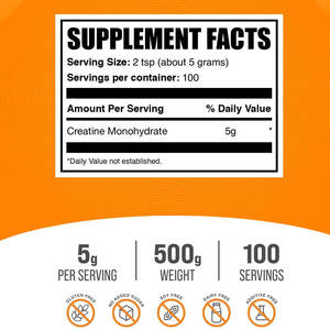 Creatina Monoidrato in Polvere Micronizzata Pura di Alta Qualità 500g, Integratore Pre-allenamento per lo Sviluppo Muscolare, Etichetta Privata OEM all'Ingrosso - Product Image 5