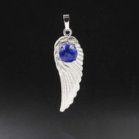 Colgante de ala de Ángel de cristal para mujer, collar de ala de Ángel de circonia cúbica de la amistad de plata de ley, colgante de ala de Ángel
