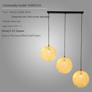 โคมไฟหวายหัวเดียวสุดสร้างสรรค์แบบนอร์ดิกที่ทันสมัยสำหรับใช้ในครัวเรือนบ้านรังนกสานแก้วทรงกลมทำจากป่านสำหรับตกแต่งเฉพาะบุคคล - Product Image 4