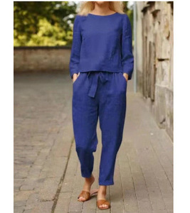 <span class=keywords><strong>Abbigliamento</strong></span> in Lino di Alta Qualità per <span class=keywords><strong>Donna</strong></span> in Tinta Unita, Set per Esterno in <span class=keywords><strong>Vendita</strong></span> - Product Image 5