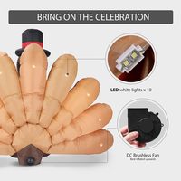 Dinde gonflable de Thanksgiving de 1,5 m de haut avec queue colorée et éclairage LED, décoration extérieure pour pelouse et jardin