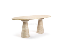 Table ovale italienne et moderne pour salle à manger meubles de restaurant table de salle à manger ensemble table à manger de luxe en travertin à surface polie