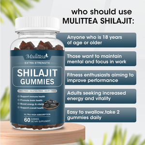 OEM Natural Shilajit Extract Gummy Supplement Verbessern Sie das Gehirn gedächtnis Shilajit Resin Pure Himalayan Gummies - Product Image 2