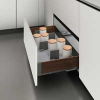 Meuble de rangement multifonctionnel mural en alliage d'aluminium, grain noyer, moderne, écologique, durable et robuste pour vaisselle et bols de cuisine