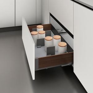 Meuble de rangement multifonctionnel mural <span class=keywords><strong>en</strong></span> alliage d'aluminium, grain noyer, moderne, écologique, durable et robuste pour vaisselle et bols de cuisine - Product Image 2