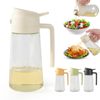Bouteille pulvérisateur d'huile en verre transparent 2-en-1 avec couvercle ouvrable et design pulvérisateur-verseur pour barbecue et cuisson facile