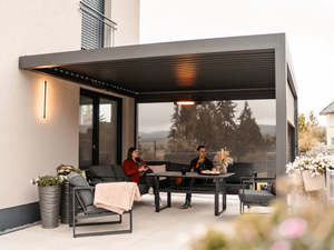 Pérgola <span class=keywords><strong>de</strong></span> Aluminio Blanca <span class=keywords><strong>de</strong></span> 3x3m con Techo Ajustable Manualmente, Montada en la Pared, para Patio, Jardín, Terraza, Protección Solar - Product Image 2