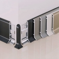 Plinthe moderne en alliage d'aluminium 6063-T5 de 60 mm de hauteur, avec placage multicouche de 0,7/1,0 mm, fixation par clip, pour mur et sol